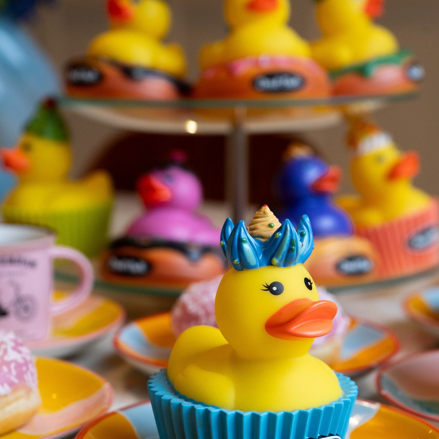 Cupcake Ducks on a tiered stand